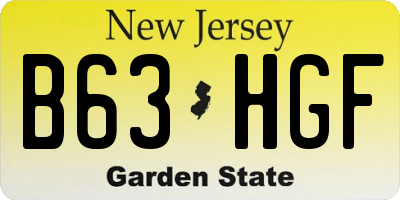 NJ license plate B63HGF