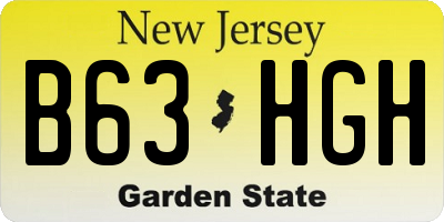 NJ license plate B63HGH