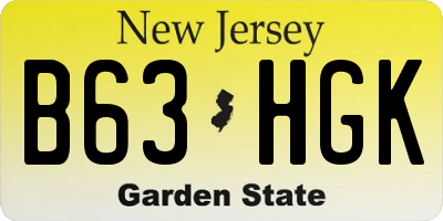 NJ license plate B63HGK
