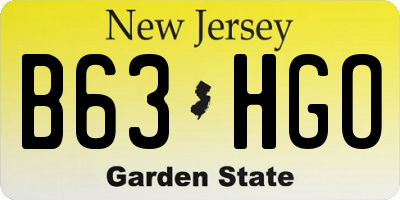 NJ license plate B63HGO