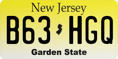 NJ license plate B63HGQ