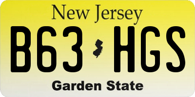 NJ license plate B63HGS
