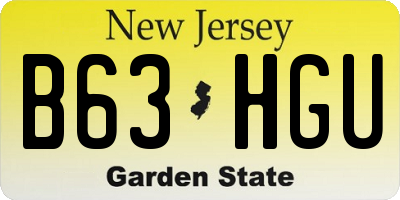NJ license plate B63HGU