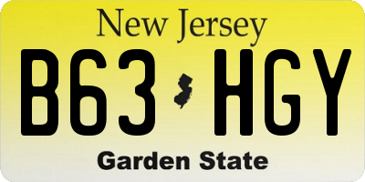 NJ license plate B63HGY