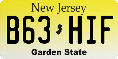 NJ license plate B63HIF