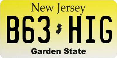 NJ license plate B63HIG