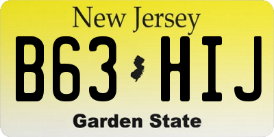 NJ license plate B63HIJ