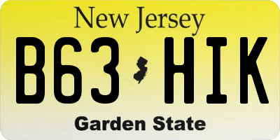 NJ license plate B63HIK