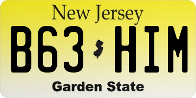 NJ license plate B63HIM