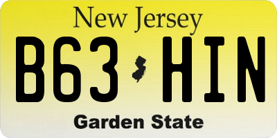 NJ license plate B63HIN