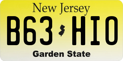 NJ license plate B63HIO