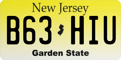 NJ license plate B63HIU