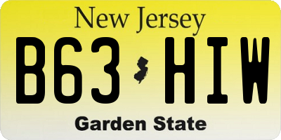NJ license plate B63HIW