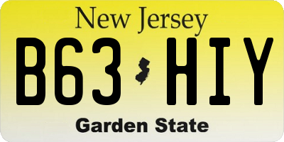 NJ license plate B63HIY