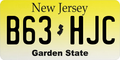 NJ license plate B63HJC