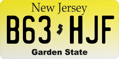 NJ license plate B63HJF