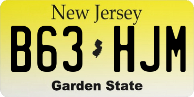 NJ license plate B63HJM