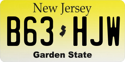 NJ license plate B63HJW