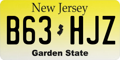 NJ license plate B63HJZ