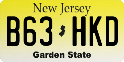 NJ license plate B63HKD