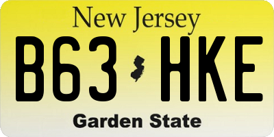 NJ license plate B63HKE
