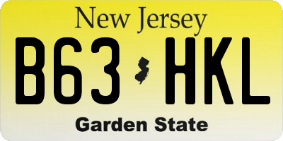 NJ license plate B63HKL