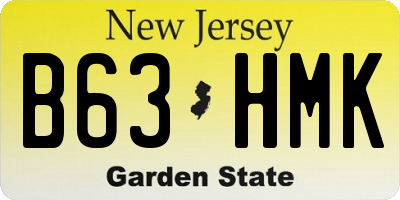 NJ license plate B63HMK