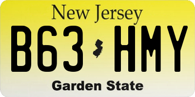 NJ license plate B63HMY