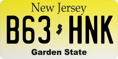 NJ license plate B63HNK