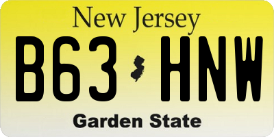 NJ license plate B63HNW