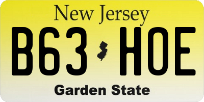 NJ license plate B63HOE