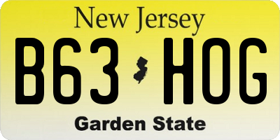 NJ license plate B63HOG
