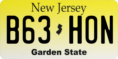 NJ license plate B63HON