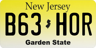 NJ license plate B63HOR