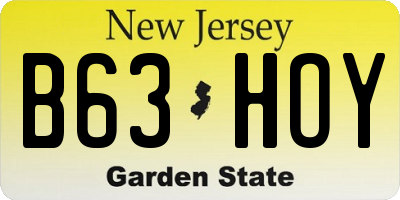 NJ license plate B63HOY
