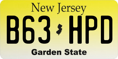 NJ license plate B63HPD