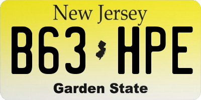 NJ license plate B63HPE