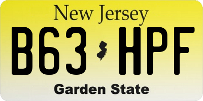 NJ license plate B63HPF