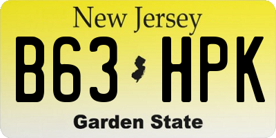 NJ license plate B63HPK