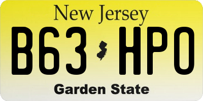 NJ license plate B63HPO
