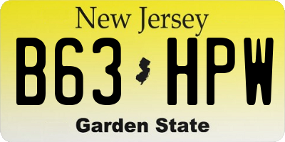 NJ license plate B63HPW