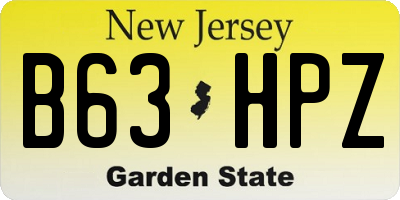 NJ license plate B63HPZ