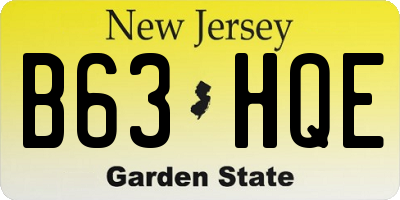 NJ license plate B63HQE