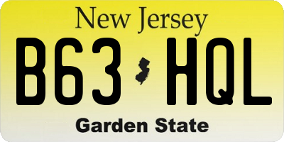 NJ license plate B63HQL