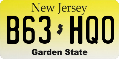 NJ license plate B63HQO