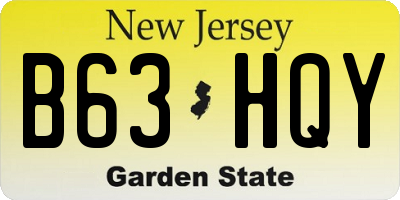NJ license plate B63HQY