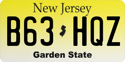 NJ license plate B63HQZ