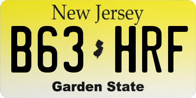 NJ license plate B63HRF