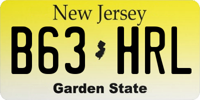 NJ license plate B63HRL