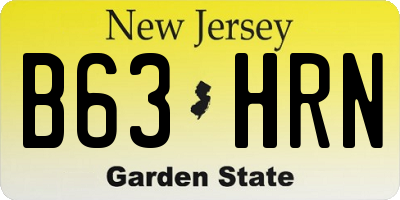 NJ license plate B63HRN